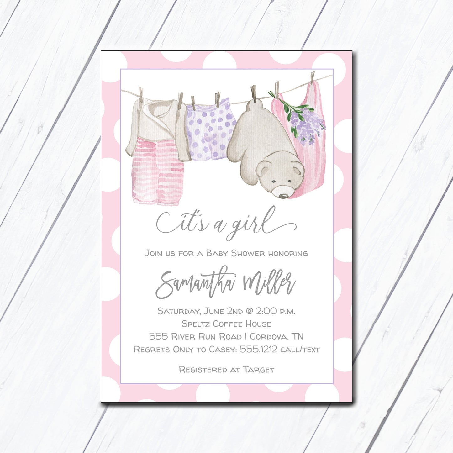 Girl Baby Clothes Invitation