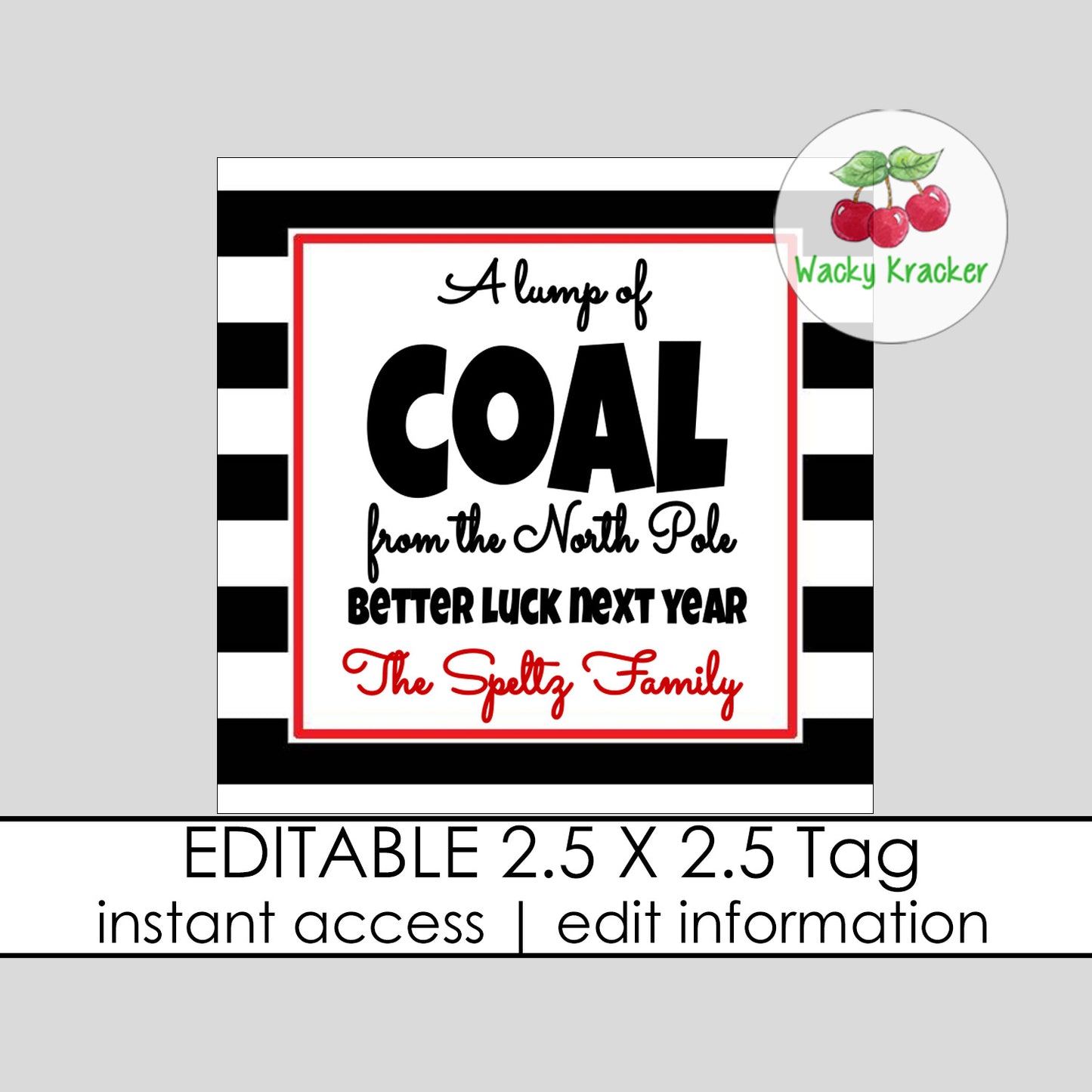 Lump of Coal Gift Tag