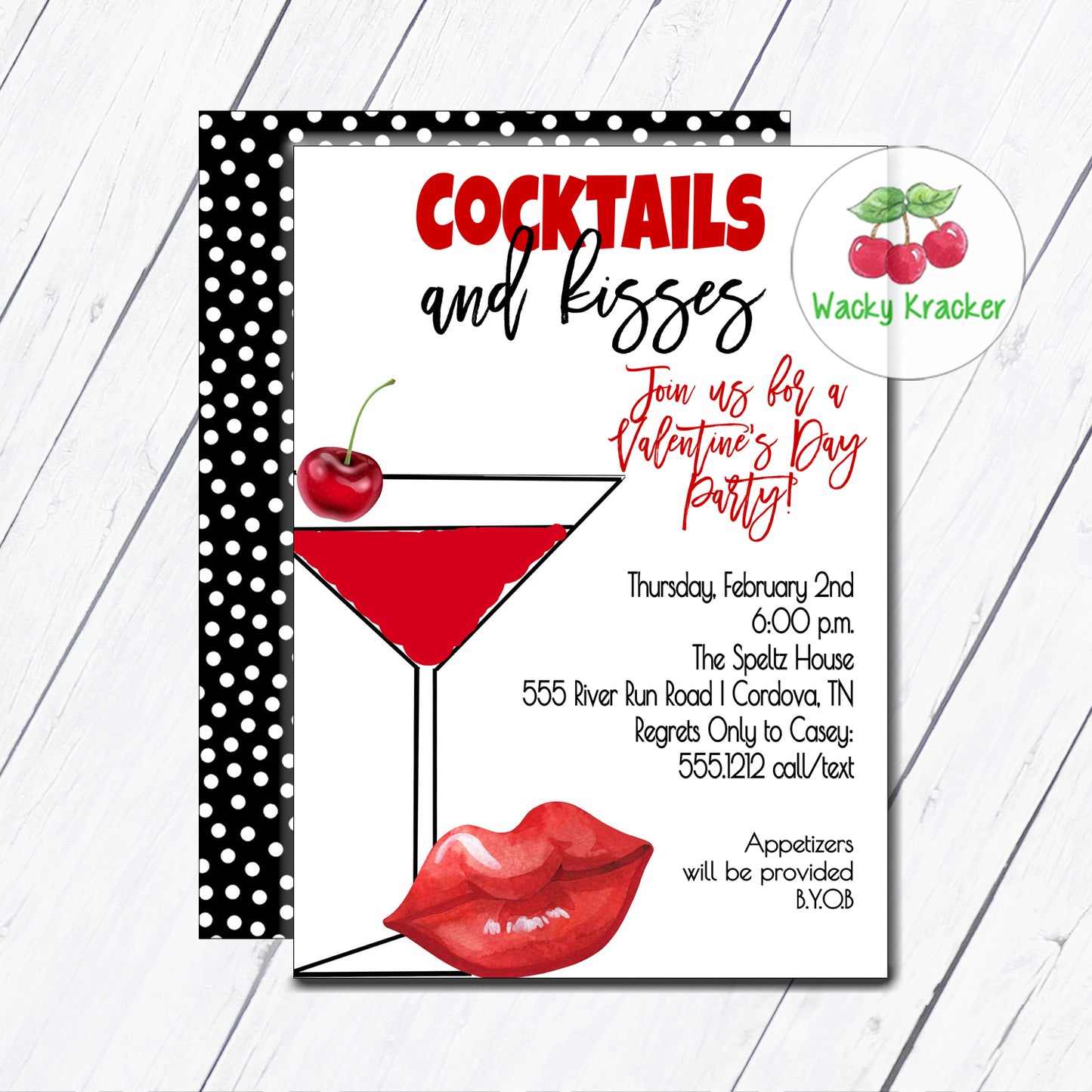 Cocktails and Kisses Invitation