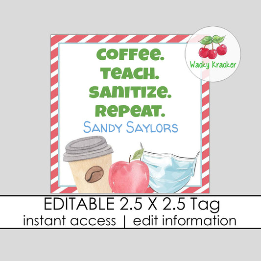 Coffee Teach Sanitize Repeat Tag