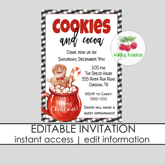 Gingerbread Cookies and Cocoa Invitation