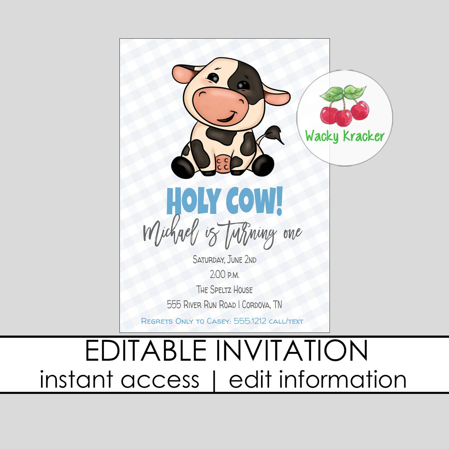 Cow Birthday Invitation