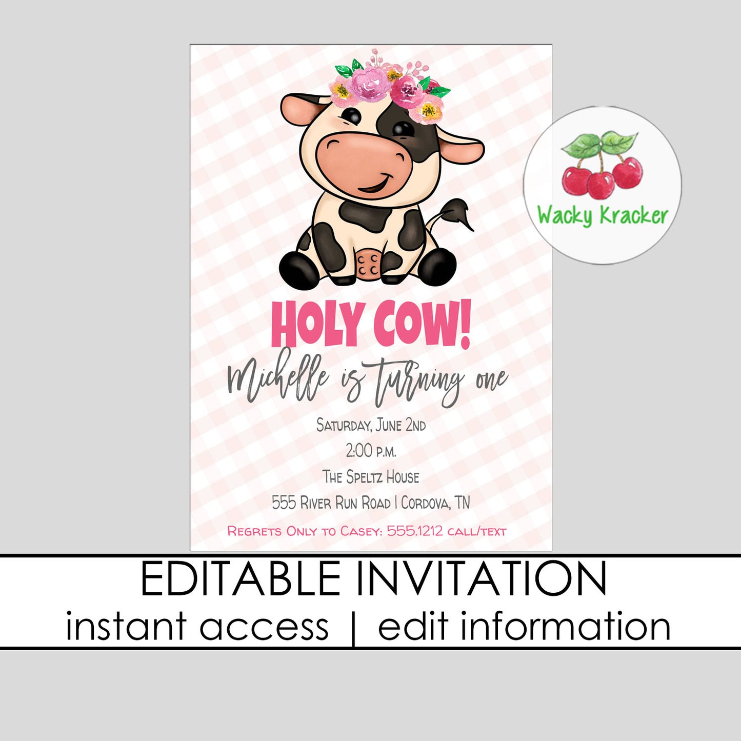 Cow Girl Birthday Invitation