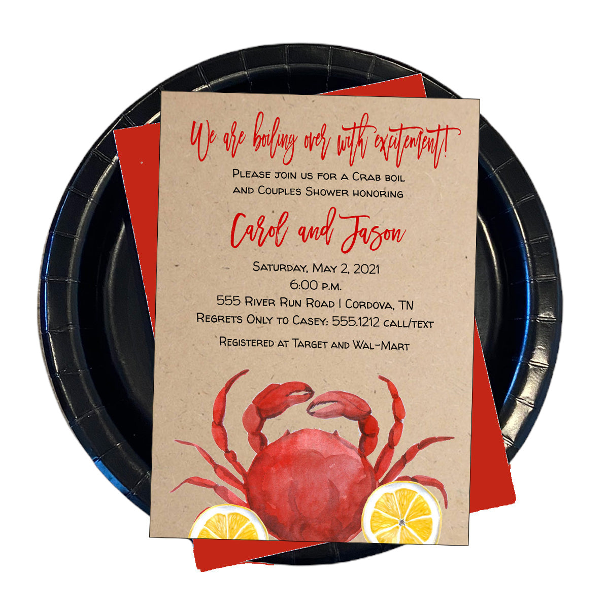 Crab Boil Bridal Invitation