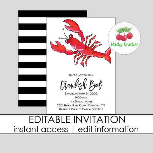 Crawfish Birthday Invitation