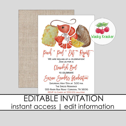 Graduation Crawfish Boil Invitation