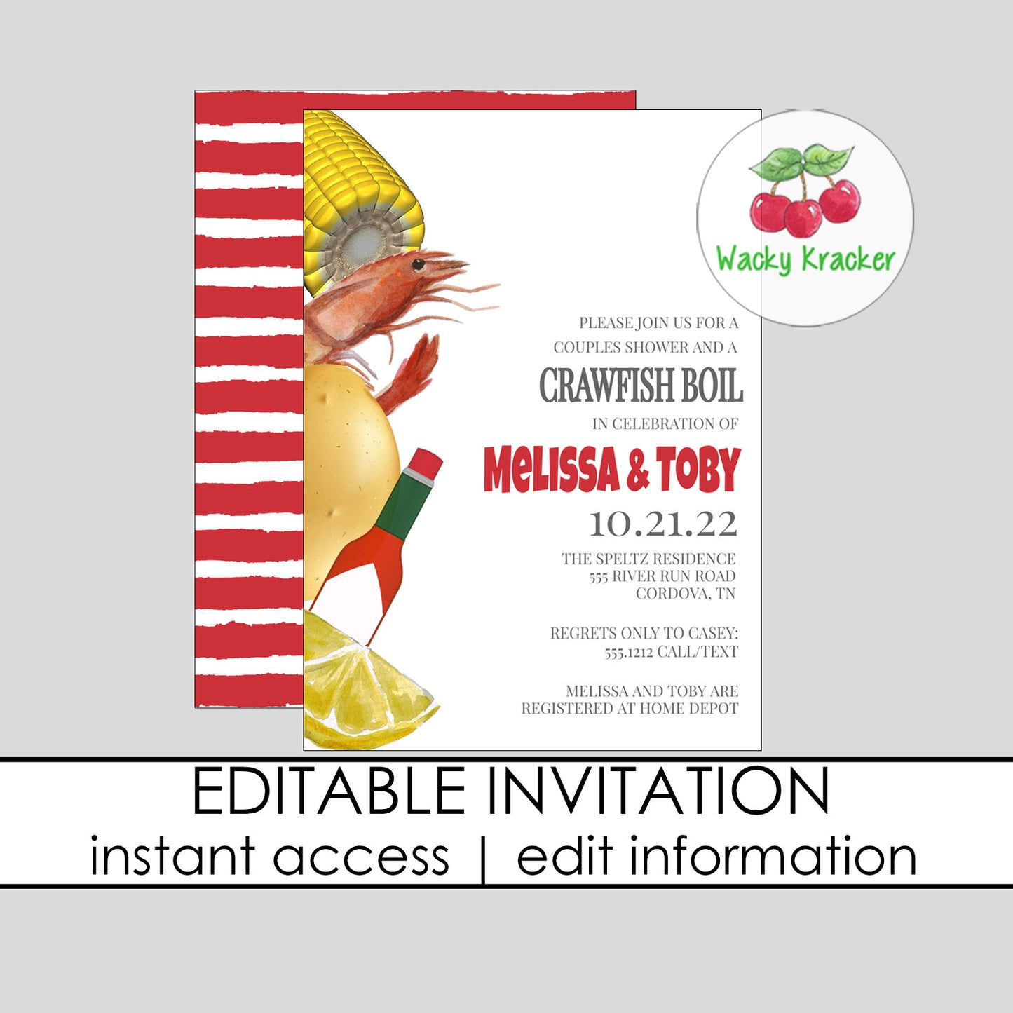 Low Country Boil Bridal Shower Invitation