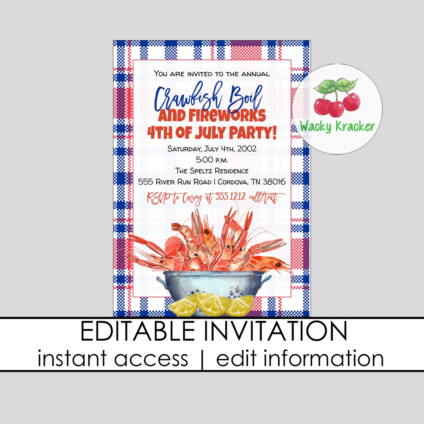 July 4th Crawfish Boil Invitation