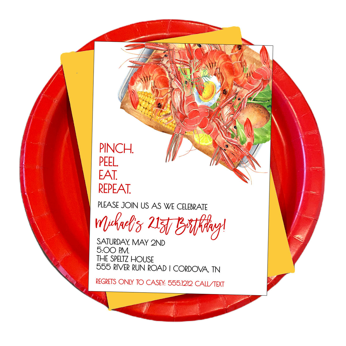 Crawfish Platter Birthday Invitation
