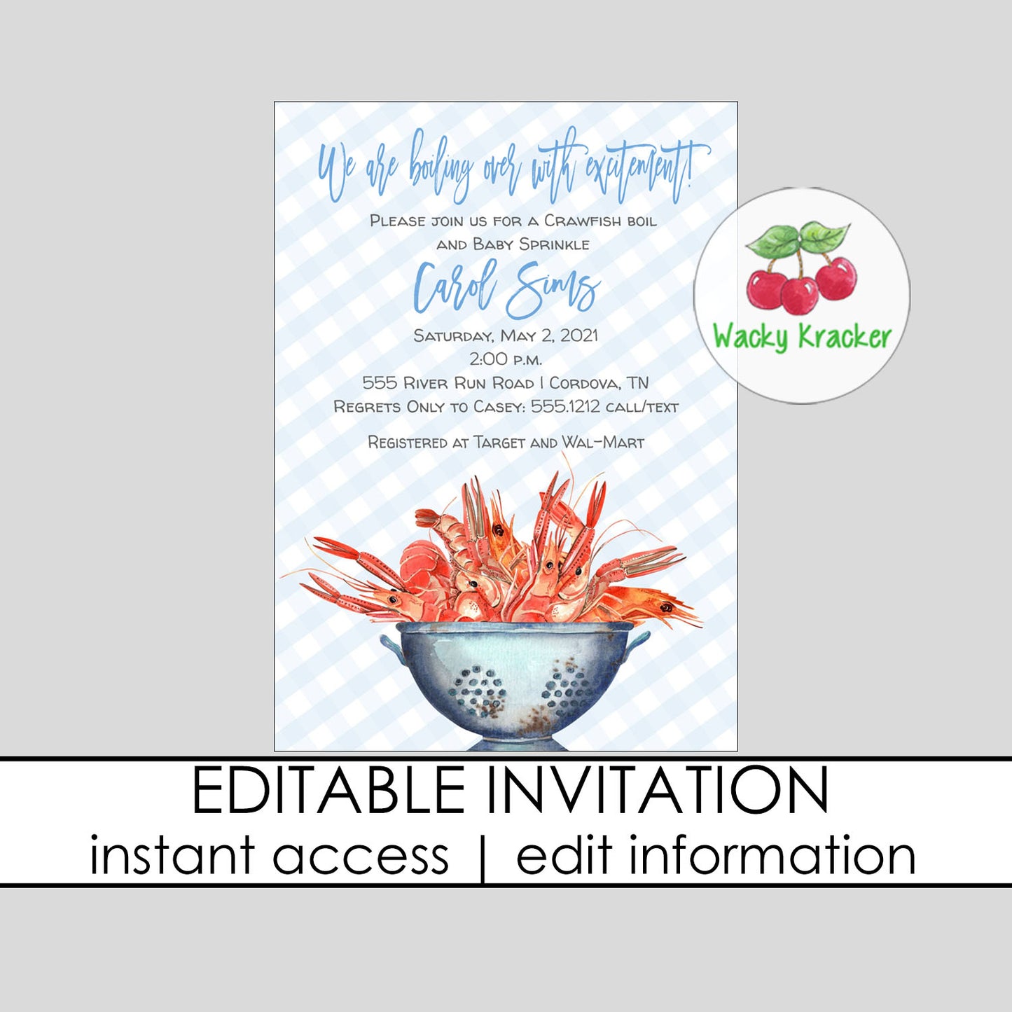 Crawfish Boil Baby Shower Invitation