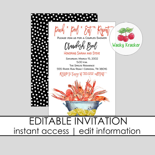 Crawfish Boil Bridal Shower Invitation