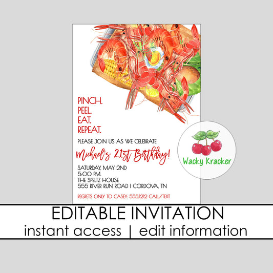 Crawfish Platter Birthday Invitation