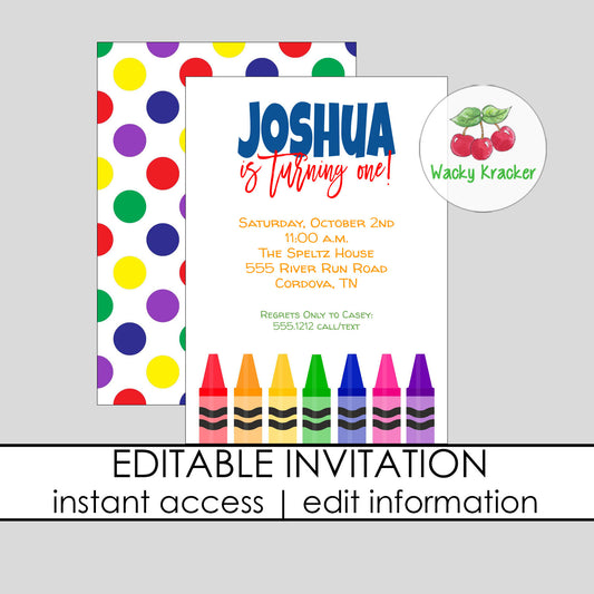 Colorful First Birthday Invitation