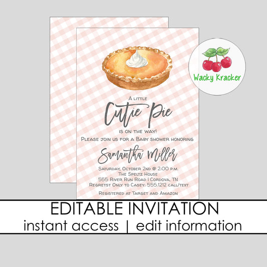 Cutie Pie Baby Shower Invitation