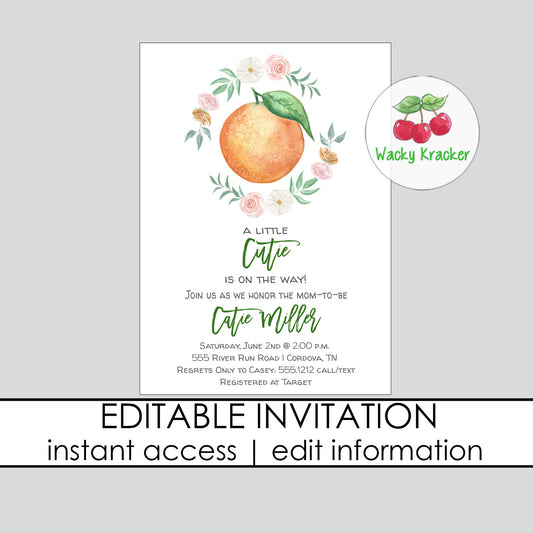 Little Cutie Baby Shower invitation