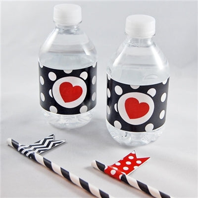 Valentine Water Bottle and Straw Flags