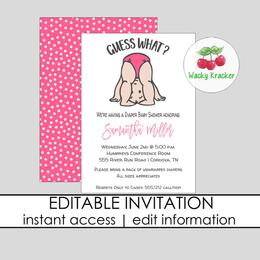 Diaper Girl Baby Shower Invitation