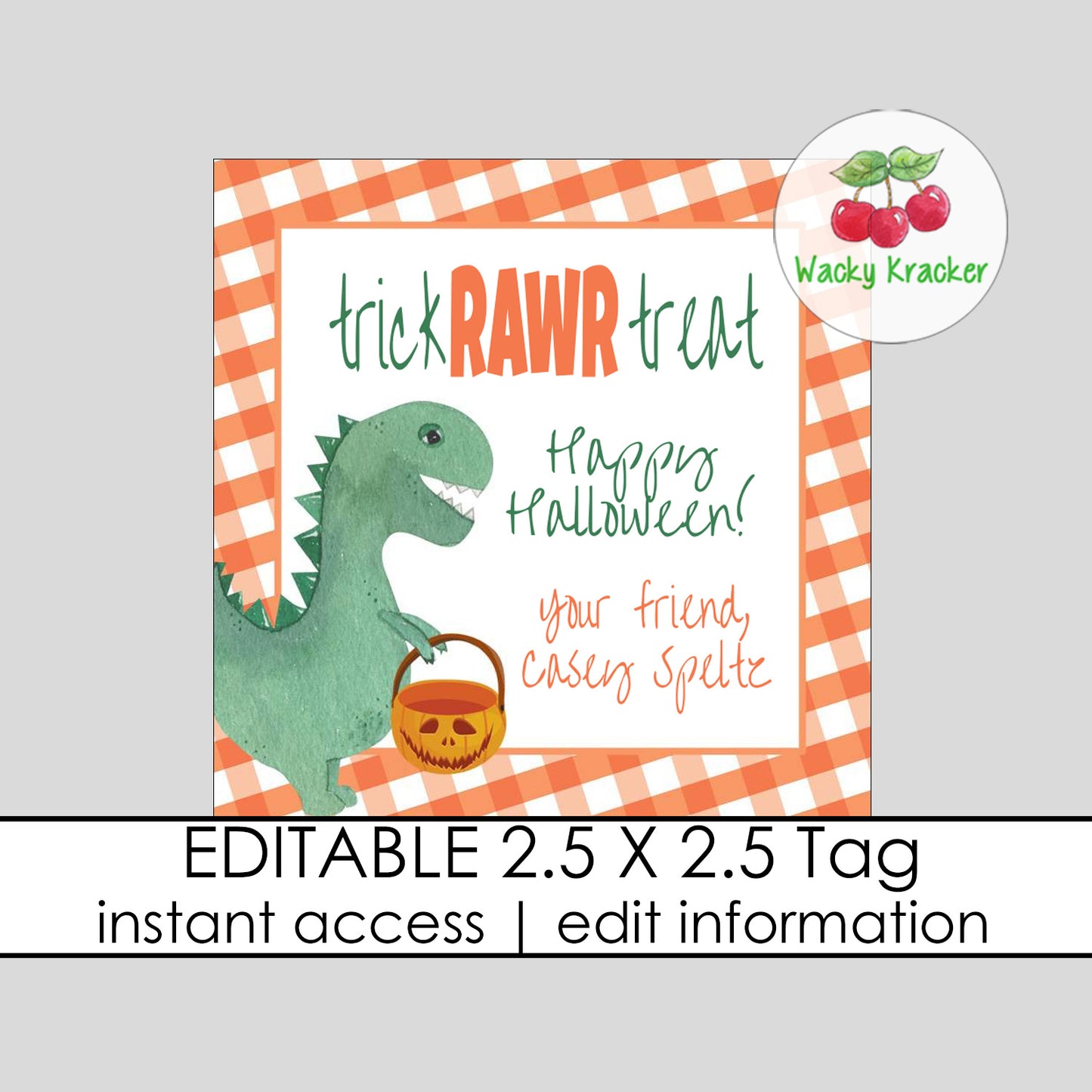 Dinosaur Halloween Gift Tag