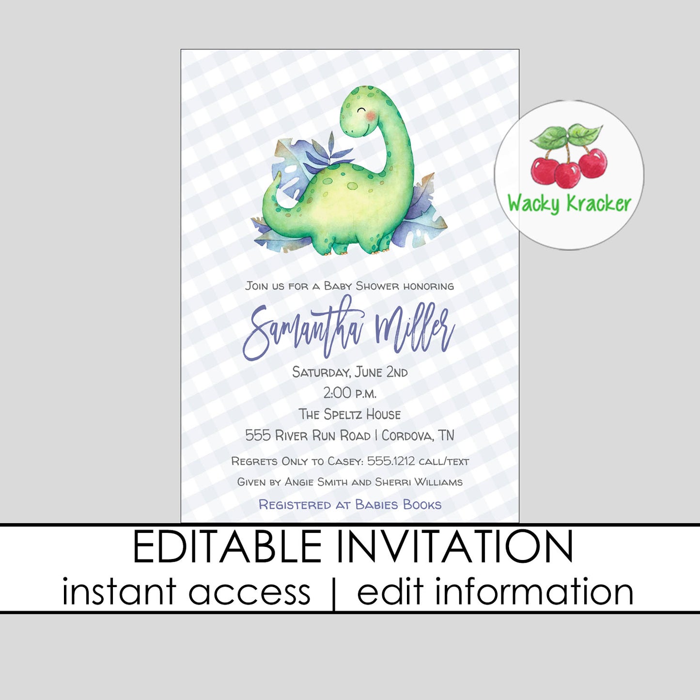 Dinosaur Baby Shower Invitation
