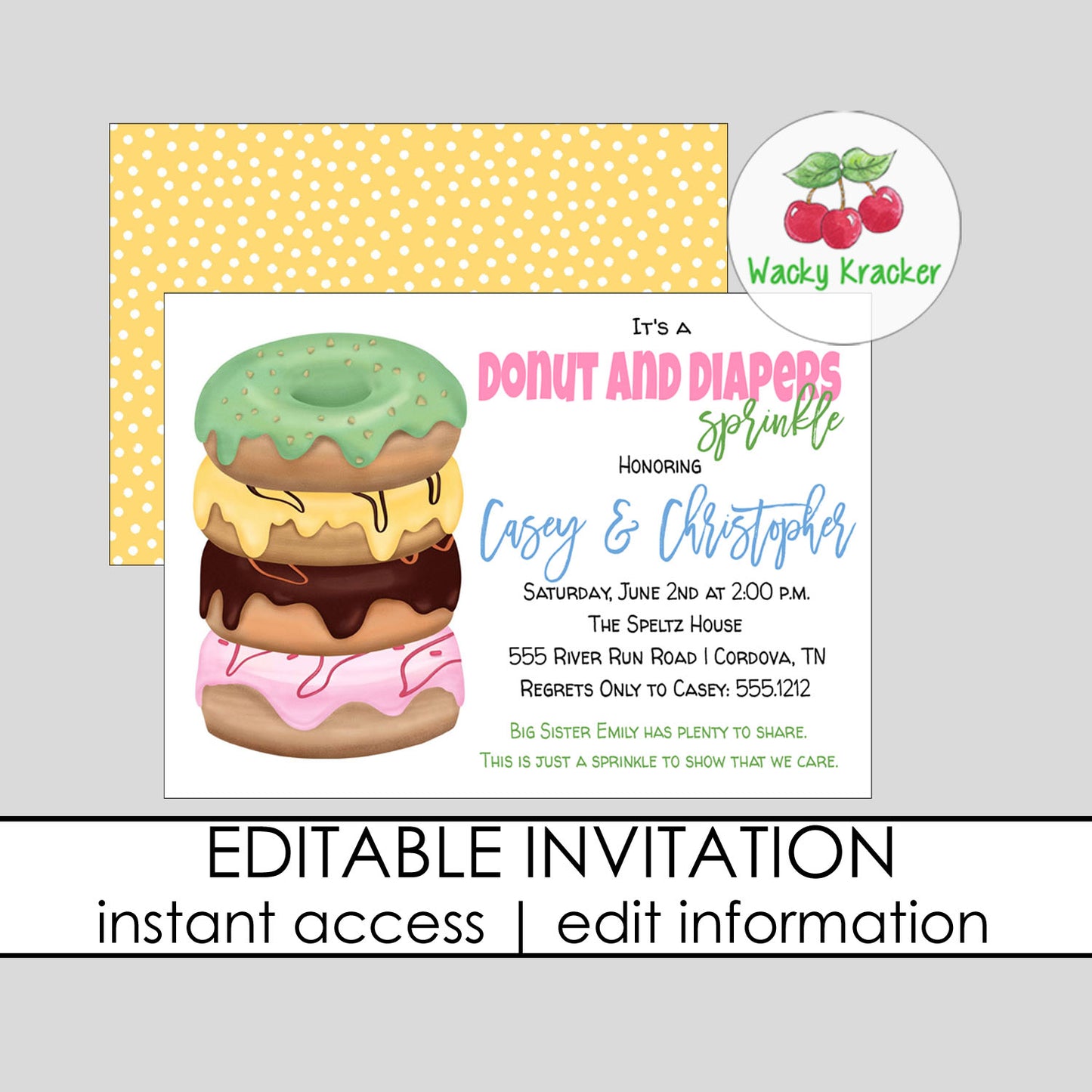 Donuts and Diapers Baby Shower Invitation