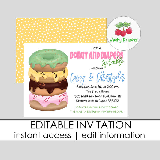 Donuts and Diapers Baby Shower Invitation