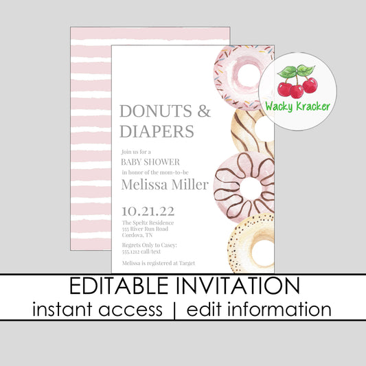 Donuts and Diapers Baby Shower Invitation