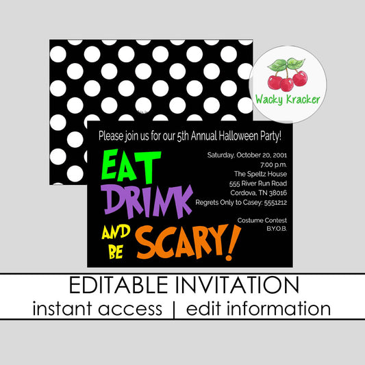 Eat Drink and Be Scary Invitation