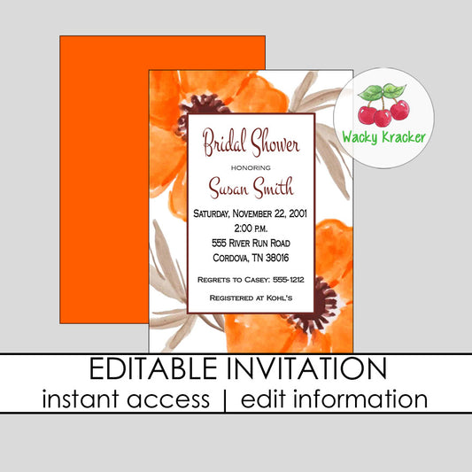 Fall Floral Bridal Shower Invitation
