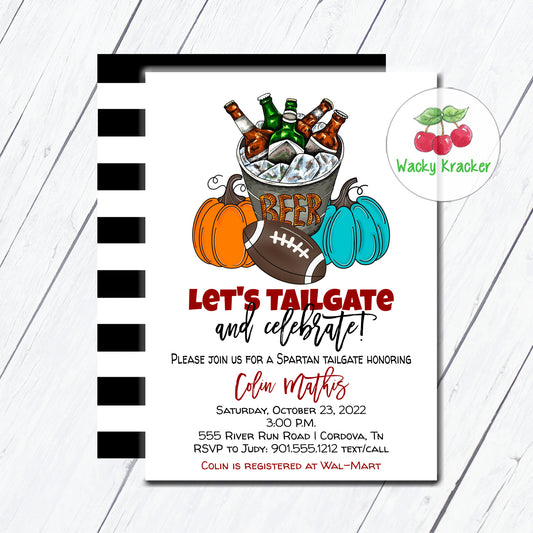 Fall Tailgate Bridal Shower Invitation