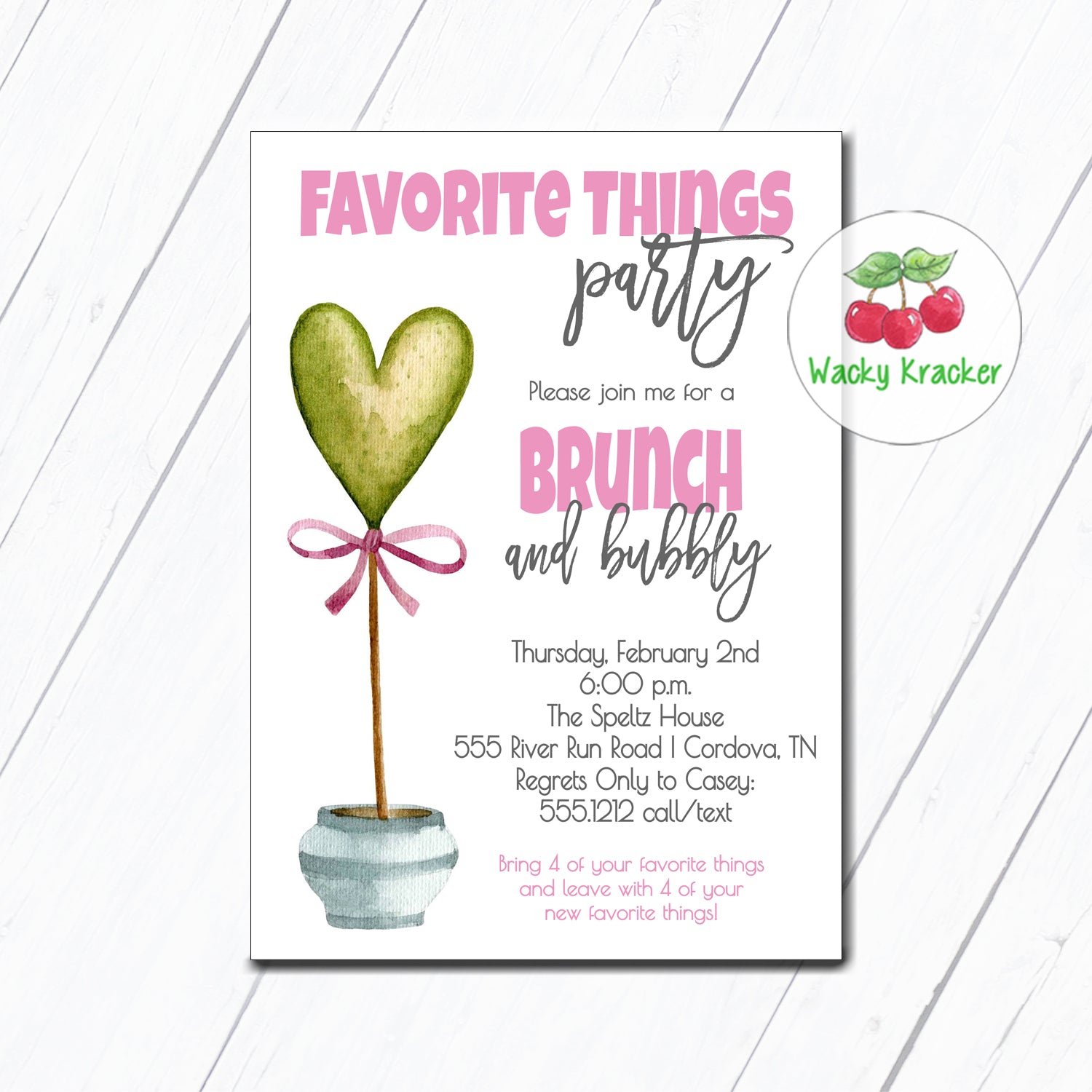 Favorite Things Invitation