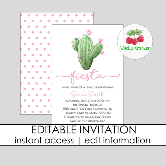 Fiesta Watercolor Bridal Shower Invitation