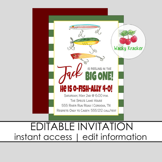 Fisherman Big One Birthday Invitation