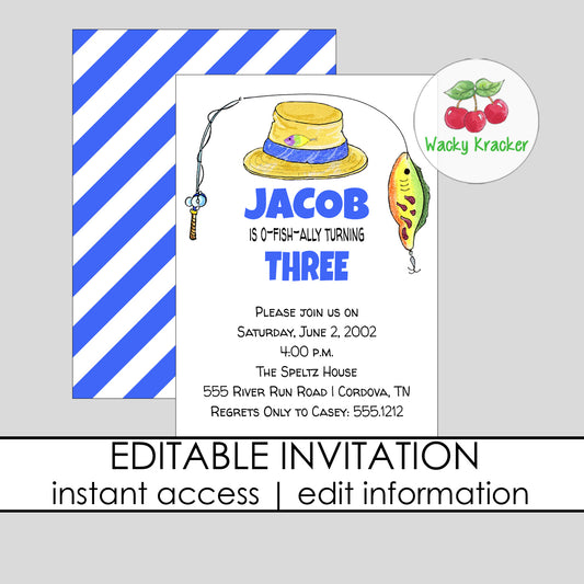 Fishing Pole Birthday Invitation