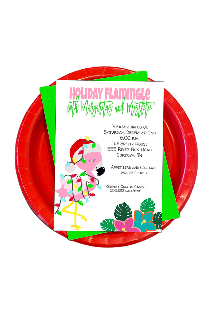 Flamingo Christmas Invitation