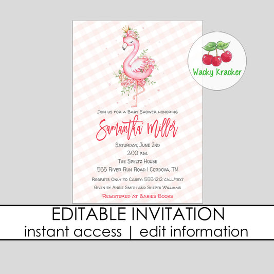 Flamingo Baby Shower Invitation