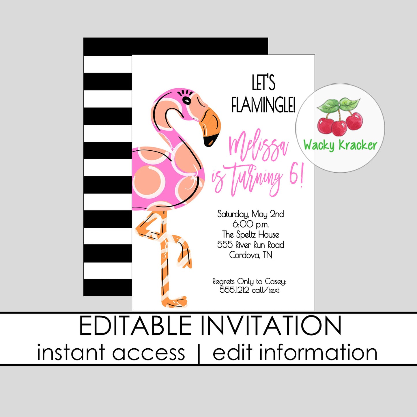 Flamingo Birthday Invitation