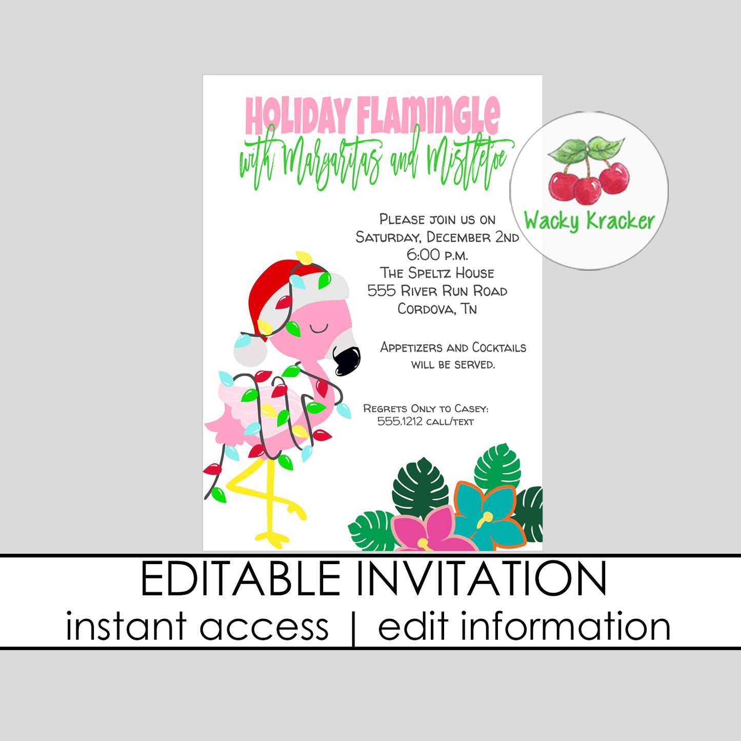 Flamingo Christmas Invitation