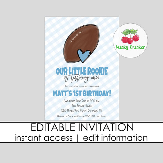 Football First Birthday Invitation