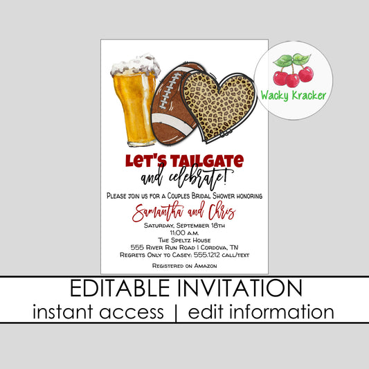 Football and Beer Bridal Shower Invitation