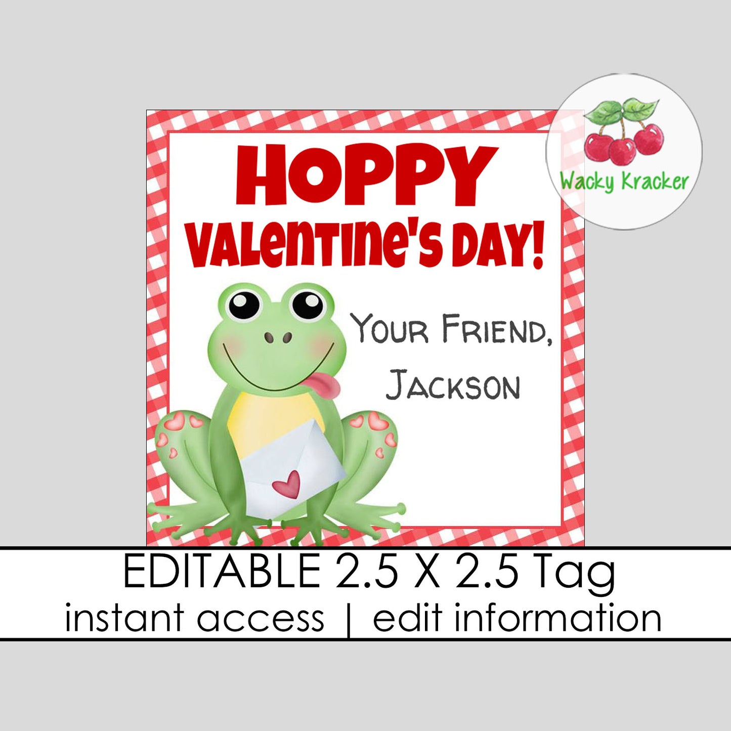 Frog Valentine Gift Tag