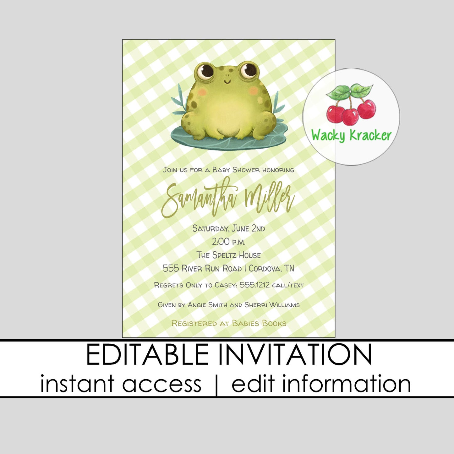 Frog Baby Shower Invitation