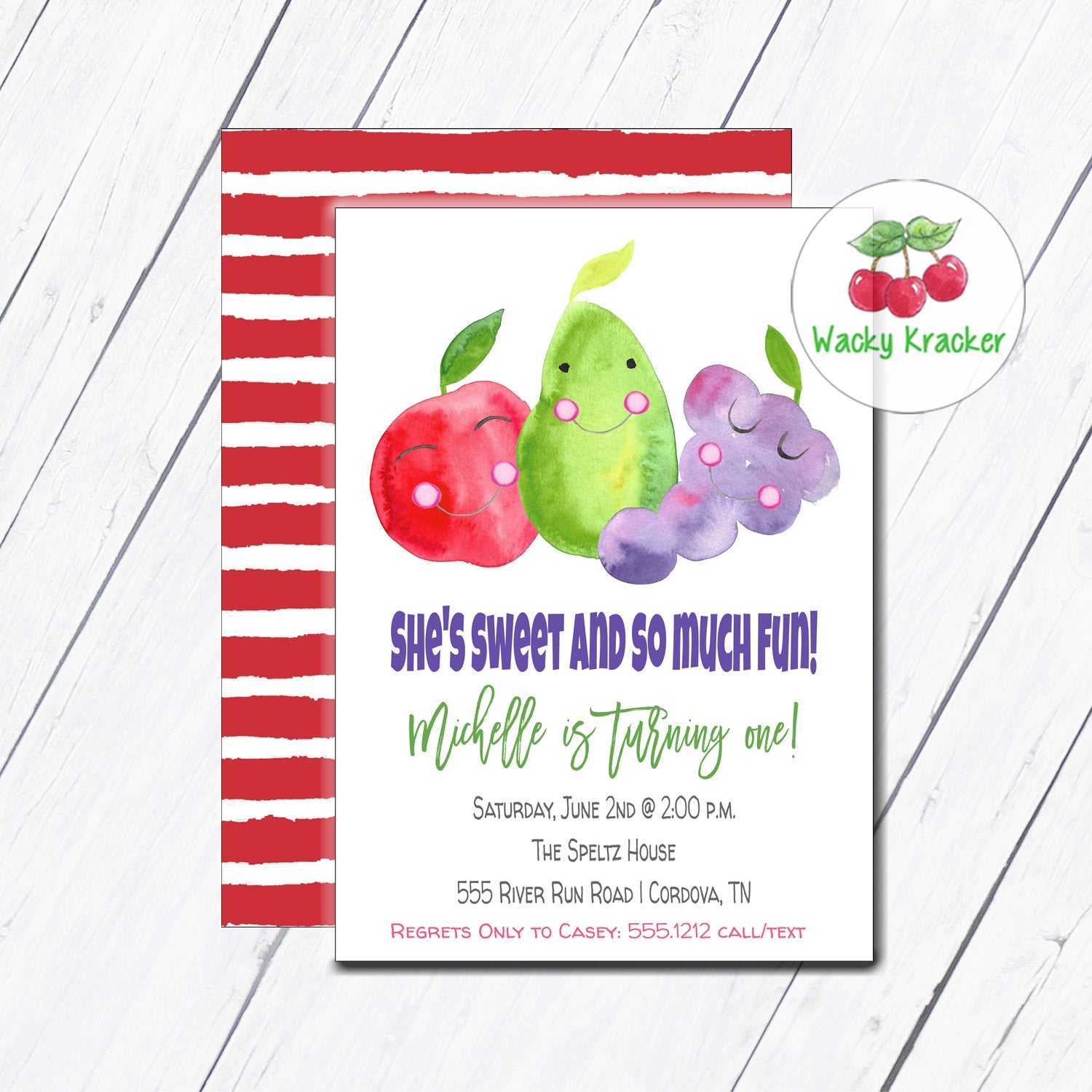 fruit birthday invitation