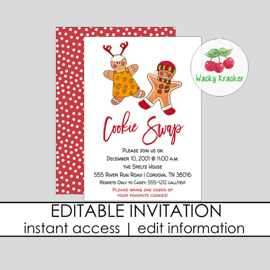 Gingerbread Cookie Swap Invitation