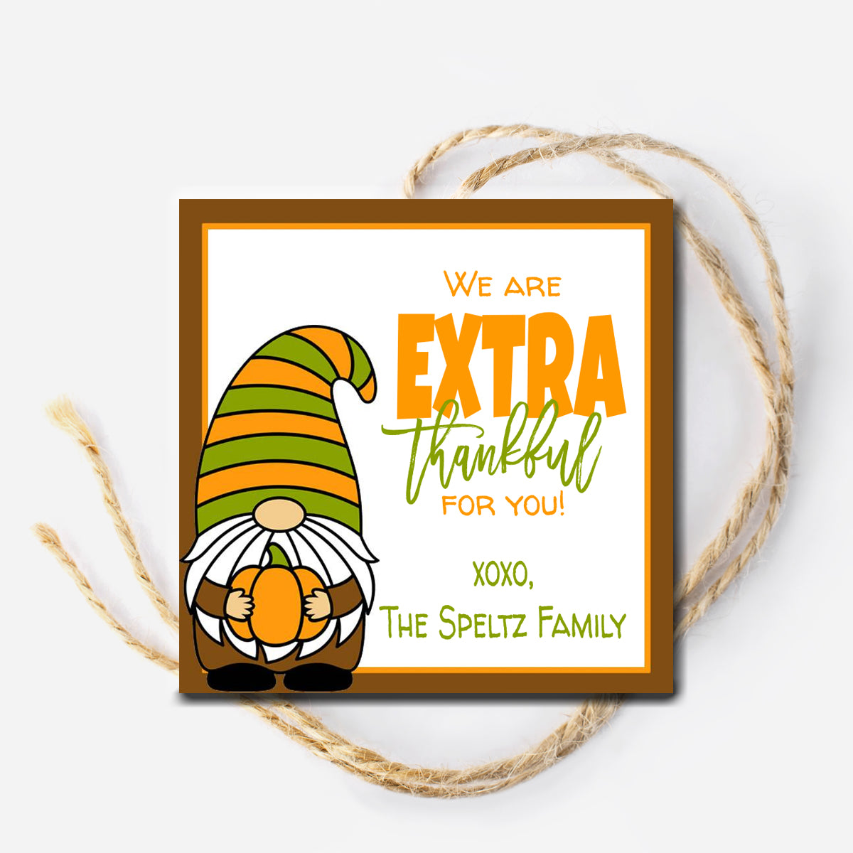 Thanksgiving Gnome Gift Tag
