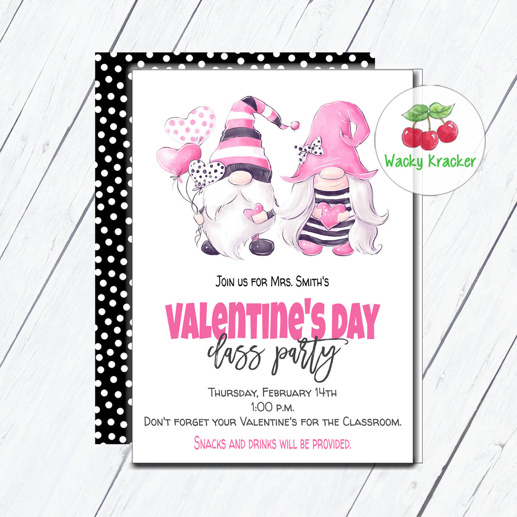 Gnome Valentine Class Party Invitation
