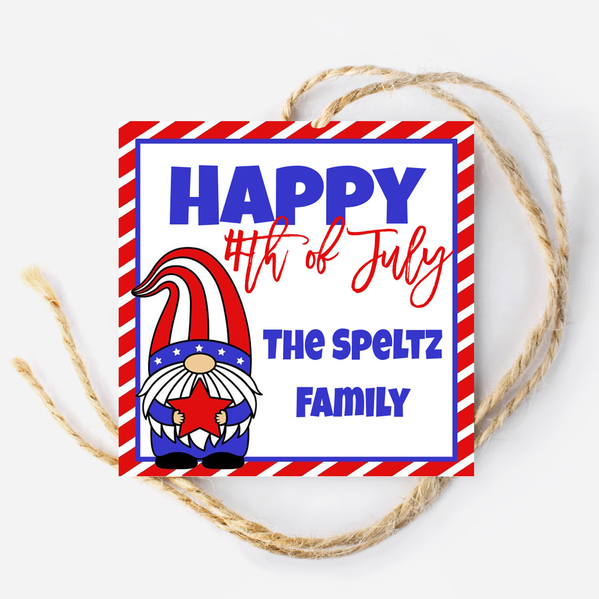 Gnome July 4th Gift Tag