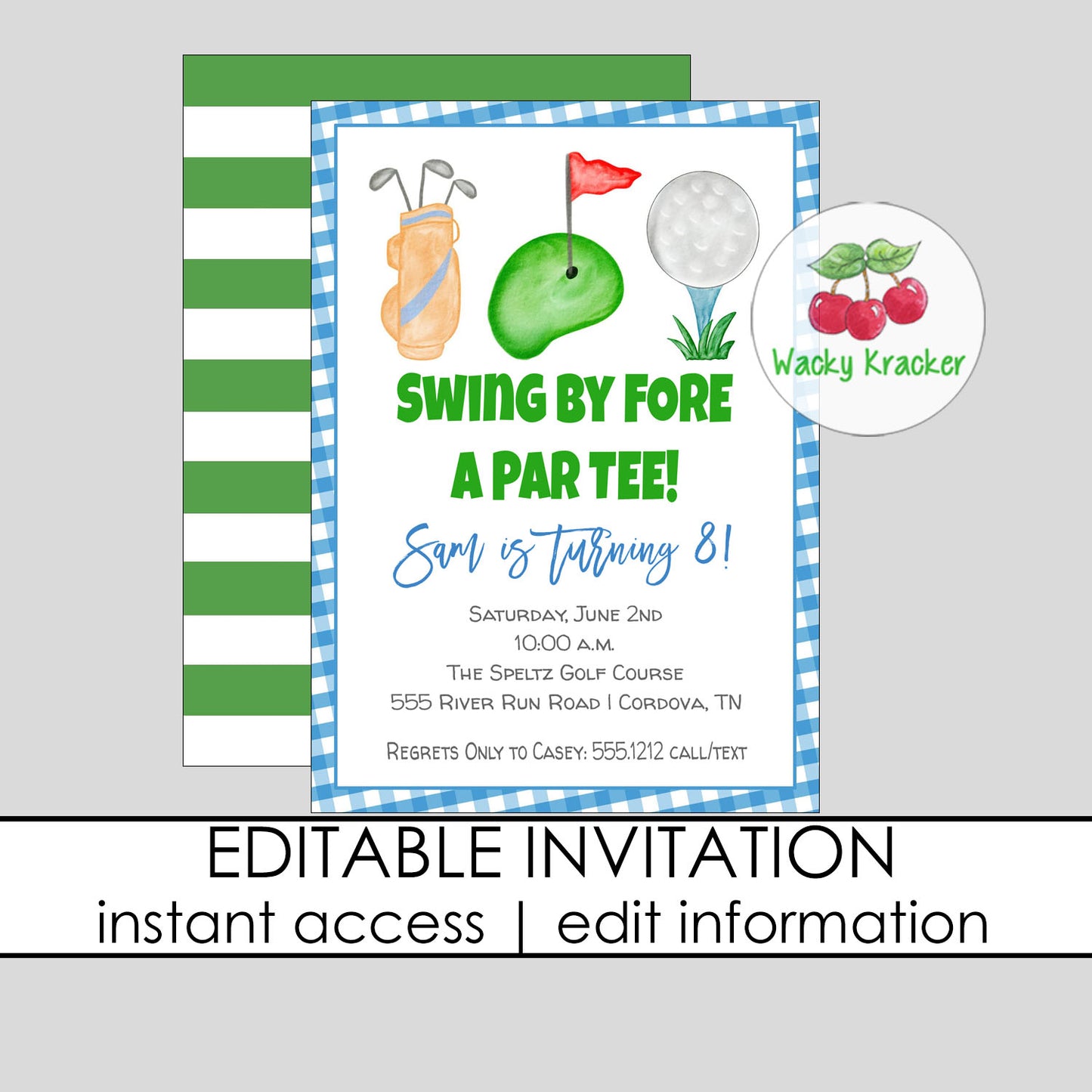 Golf Boy Birthday Invitation