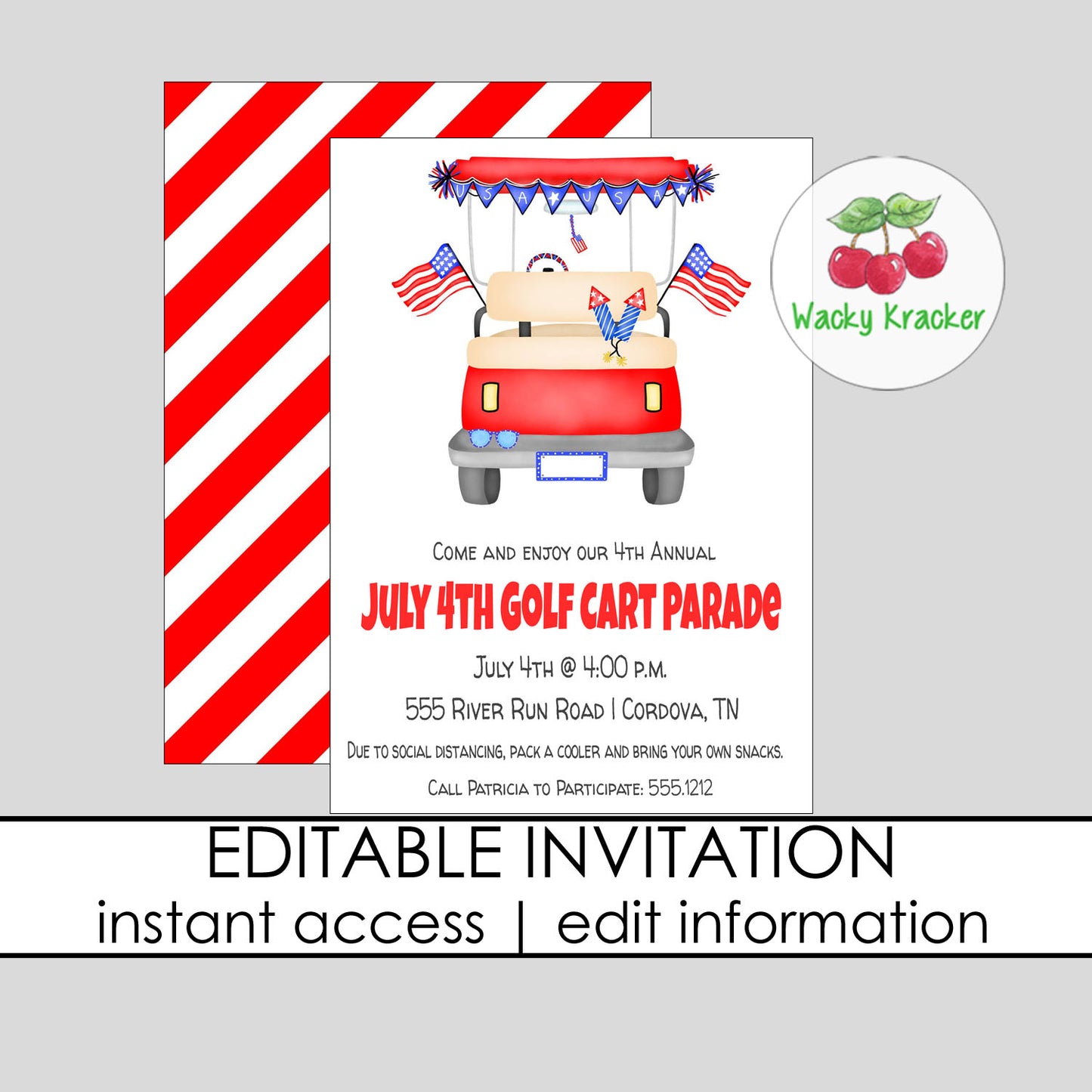 Golf Cart Parade Invitation