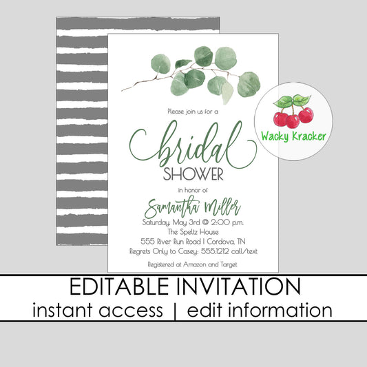 Greenery Bridal Shower Invitation