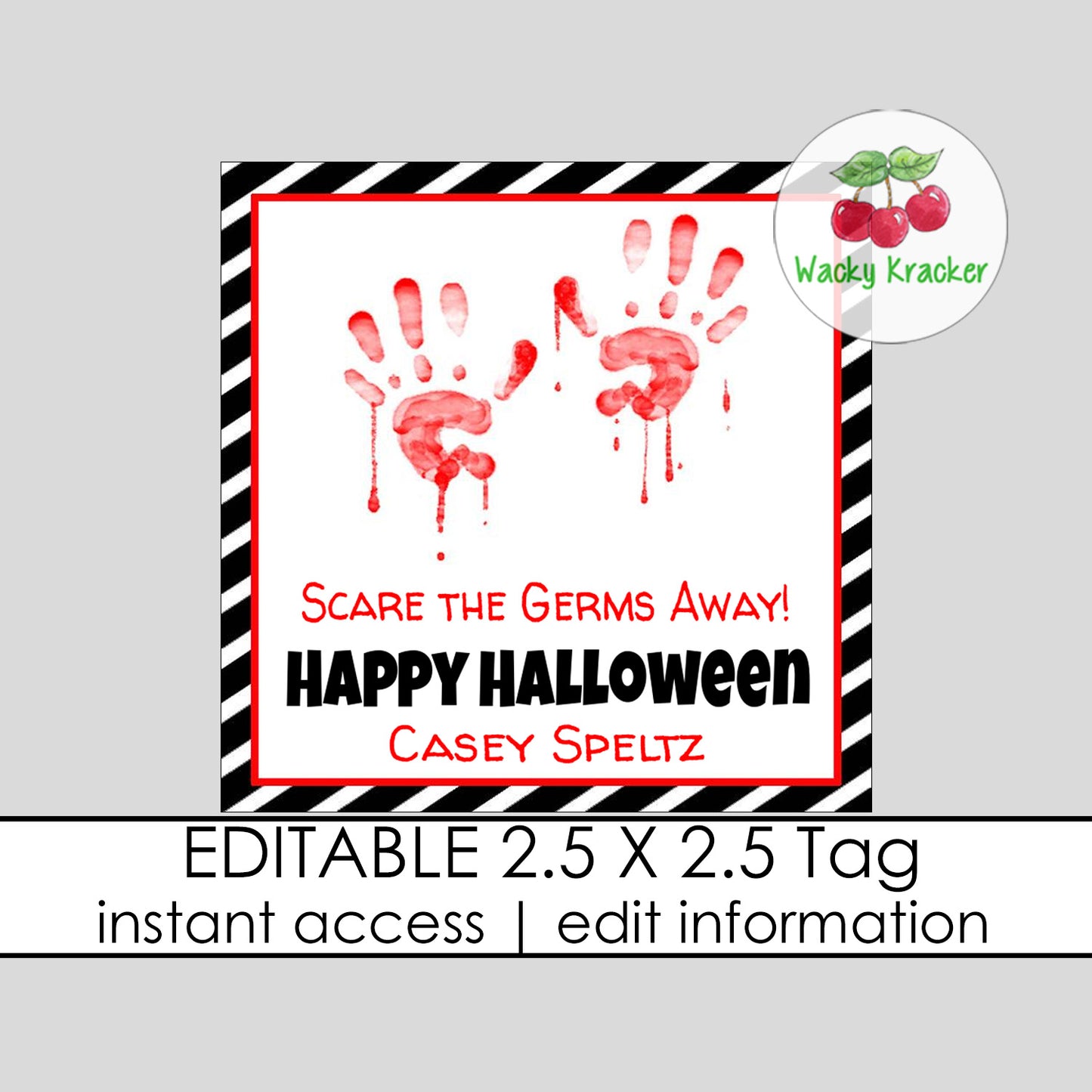 Halloween Hand Print Gift Tag